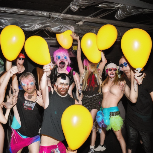 Bangface Hardcrew blonde dude 
neorave DJ electronic music raver party people inflatable ballons