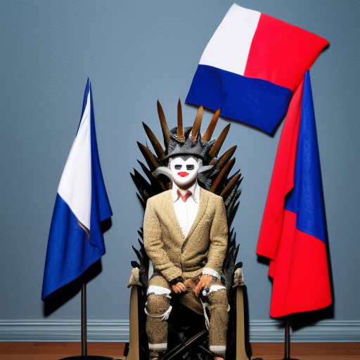 shark clown on the iron throne with spanisch and french flags