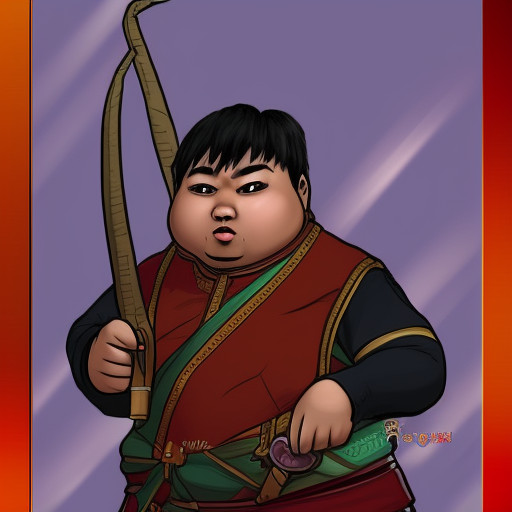 chubby asian man dnd character portrait