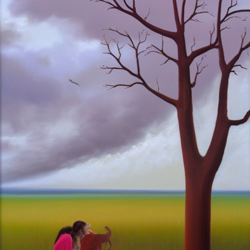 in friend under Tonnelle, eat.
At the same time, a big storm in the sky
The arbor is about to fly away oil painting on canvas