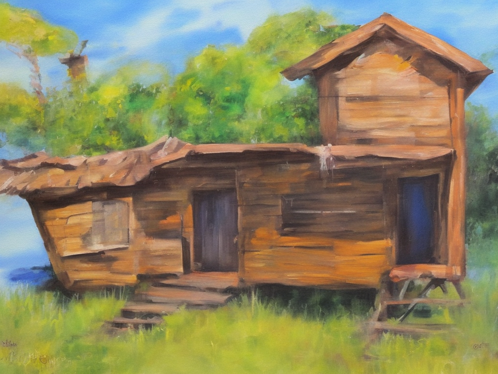 Uma casinha simples no sítio pintura a oleo 