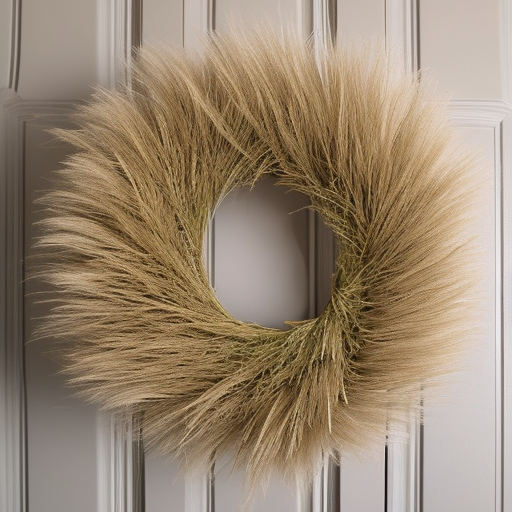 Light beige colour artificial pampas grass wreath, 30cm long wreaths, 15cm lnner diameterso fluffy