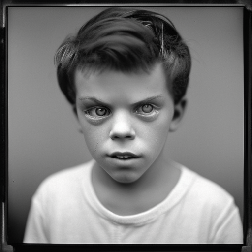photo of jesus from Little Rascals, by Diane Arbus, black and white, high contrast, Rolleiflex, 55mm f/4 lens