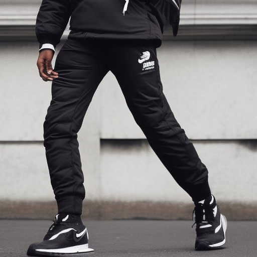 British roadman wearing a black mask, black hooded North Face Puffer Jacket, Nike Air Max shoes and black tracksuit pants