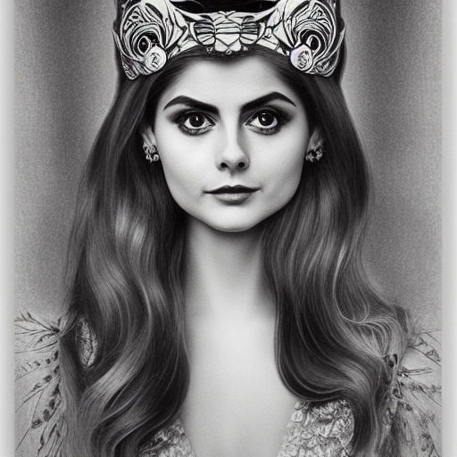 Queen of owls and art nouveau , a beautiful young Austrian woman who looks like a mix of Audrey Hepburn and Jenna-Louise Coleman, perfect skin, perfect face, gorgeous, symmetrical face, symmetrical body, artgerm, flowing hair, realistic, photorealistic, editorial photograph, portrait, detailed, intricate, focused, muted colors, artstation, border and embellishments inspiried by alphonse mucha, fractals in the background, galaxy