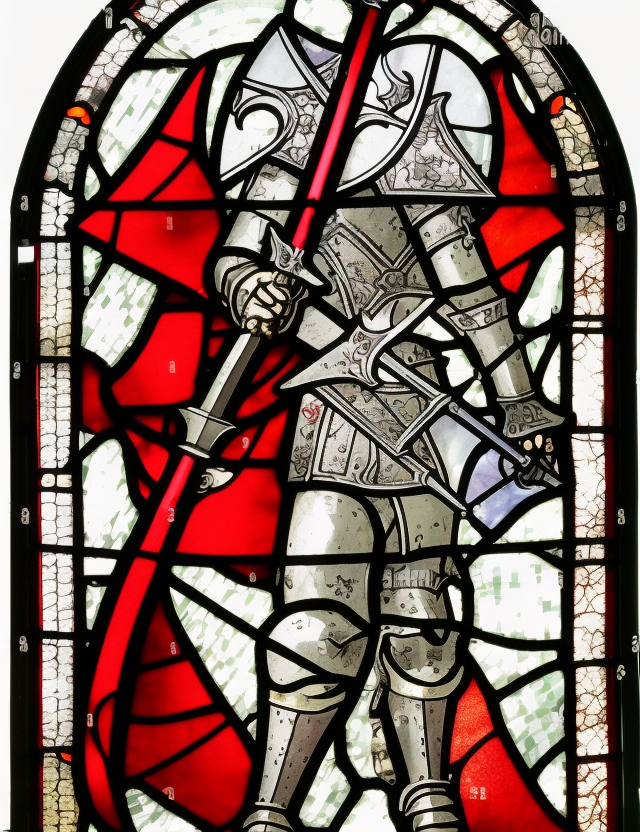 medieval stained glass, a young aggressive evil gladiator holding a big demonic sword, Warhammer fantasy, Diablo, black and red, grim-dark, detailed