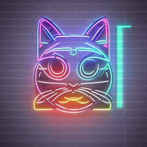 Cyberpunk cat, Studio Ghibli, Logo, brand, logo, neon lights%>