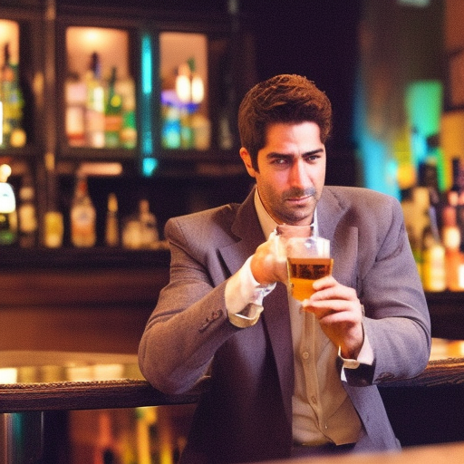 Constantine is sitting at a bar smoking