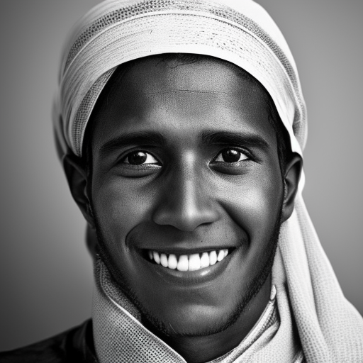 Handsome man wearing Jalaba, very detailed portrait with a cute smile, 4k