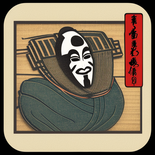 anonymous question robot app logo Ukiyo-e Japanese woodblock