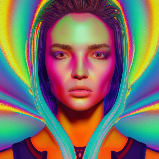 A psychedelic portrait of beautiful woman, vibrant color scheme, highly detailed, in the style of romanticism, cinematic, artstation, Moebius, golden ratio, incredible art, ultra detailed, masterpiece ultra realism Unreal 5 render with nanite, global illumination and path tracing, ray tracing, cinematic post-processing,  
