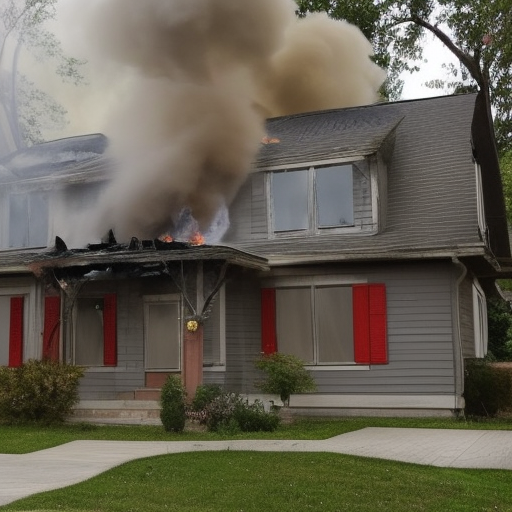 House on fire ultra realistic 