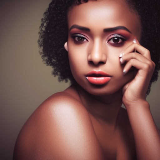 uma linda foto de ilustração de uma bela mulher negra ultra-realistic portrait cinematic lighting 80mm lens, 8k, photography bokeh