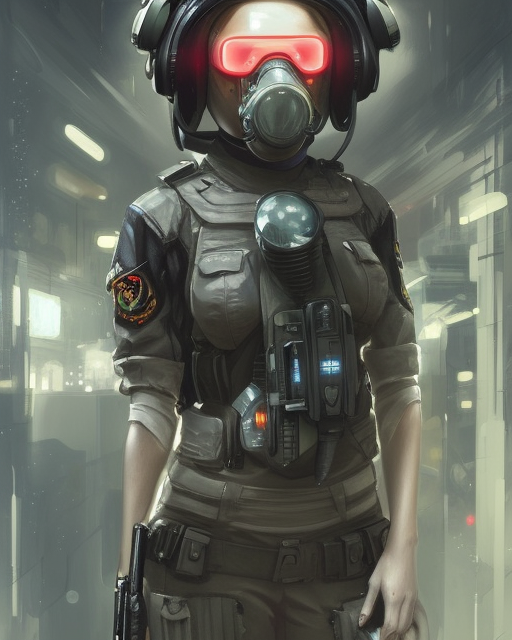anime key visual of a young female swat officer, neon, gas mask, cyberpunk, futuristic, stunning, highly detailed, digital painting, artstation, smooth, soft focus, illustration, art by artgerm and greg rutkowski and alphonse mucha