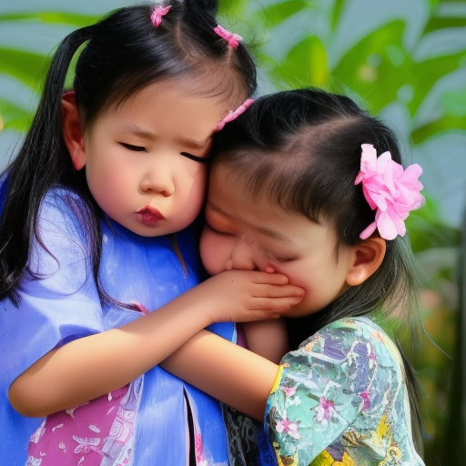 two little melayu girl kiss in homastay