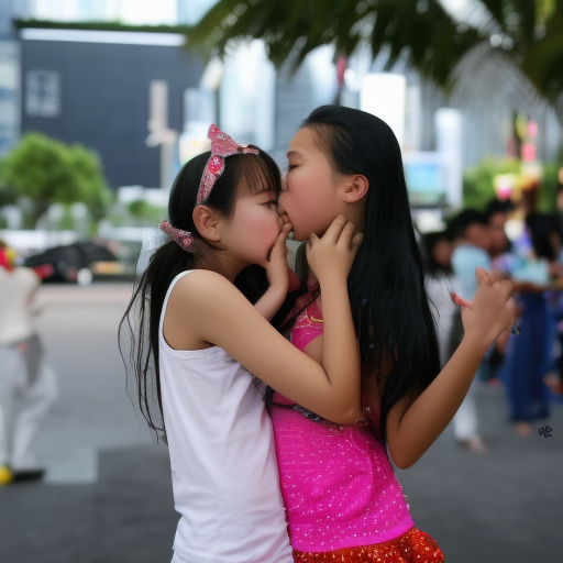 two preteens idol melayu girl kissing each other 