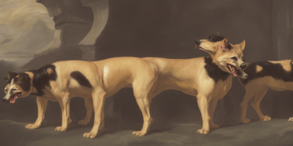 a painting of Cerberus
