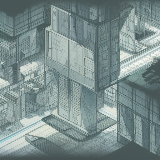 horizontal view, cyberpunk, animation concept art, studio ghibli style, clear reflection, full page scan of 3 0 0 0 s detailed concept art, cyberpunk, mathematics and geometry, architecture, sewage system, urban section, floor plan, architectural section, post apocalyptic, desaturated, summer feeling