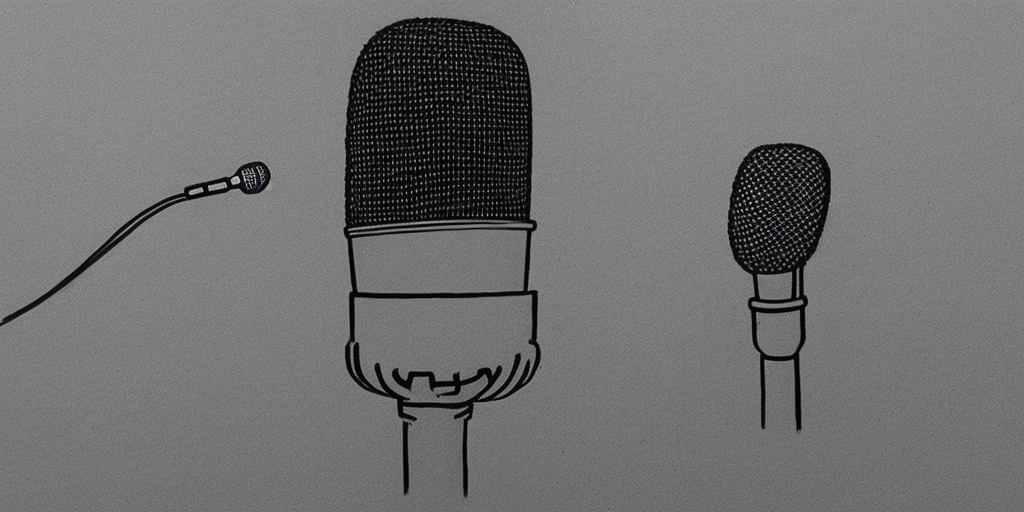 a drawing of a microphone grows out of the mouth of John Malkovich
