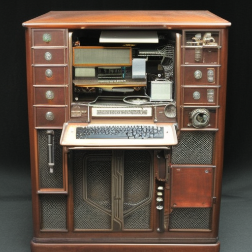 antique steampunk powered computer