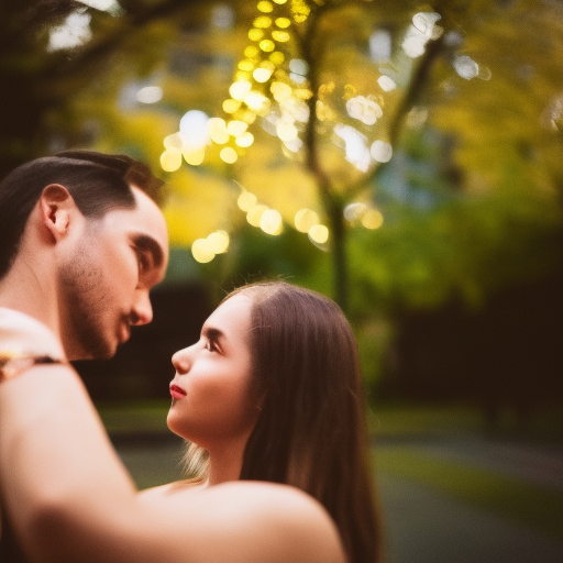 ultra-realistic portrait cinematic lighting 80mm lens, 8k, photography bokeh, couple kissing dancing