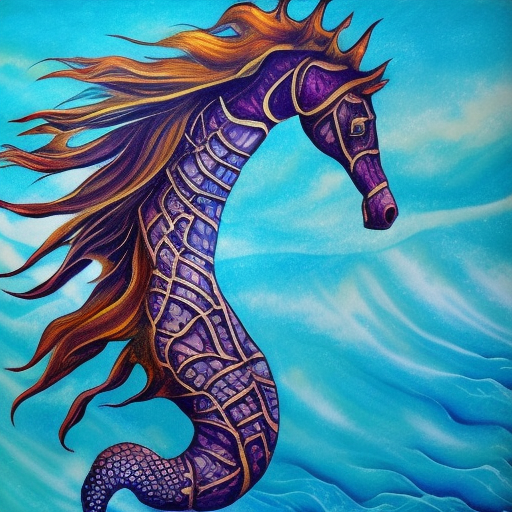warrior on seahorse, ocean waves, photorealism
