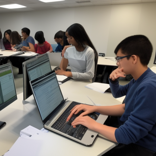 students participating in a marketing simulation software