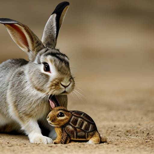 the rabbit played with his friends, turtle and the little lion