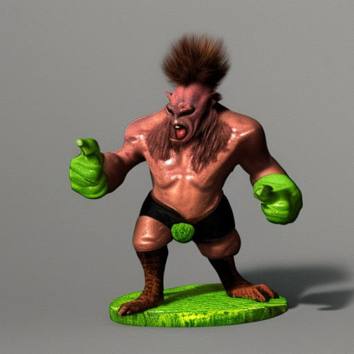 Goblin wrestler, hairy and green