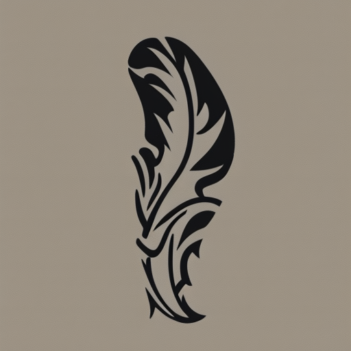 Feather and dog logo simple outline