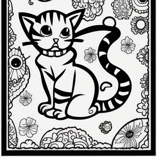 A cute cat disney style,no background,line art for the coloring drowing for children,cool coloring pages,coloring book art coloring book page style vactoer line,8k-2;3-8.5,11.25 inch page,with page boder