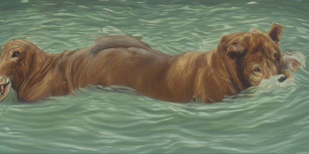 a painting of a Drowning animal