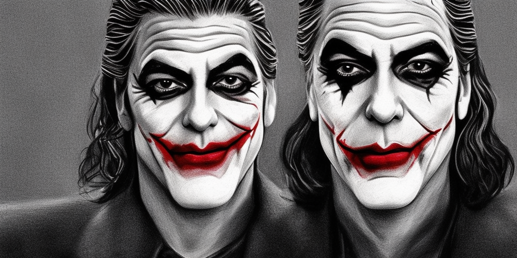 a drawing of george clooney as the joker