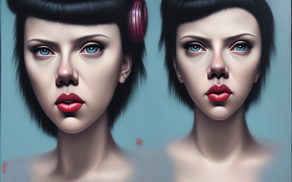 scarlett johansson character from ghost in the shell as a mark ryden painting
