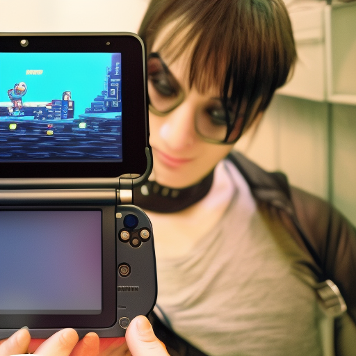 android cat playing with nintendo 3ds, cyberpunk themed, astral