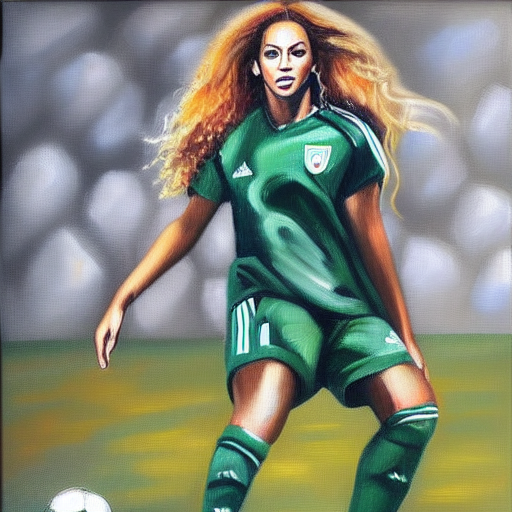Beyonce soccer oil painting
