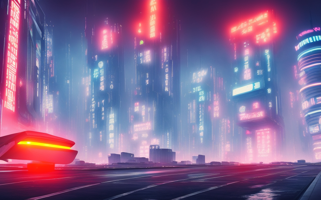 realistic blade runner tower city on fire, futuristic flying vehicles, neon japanese billboards, cloudy sky

