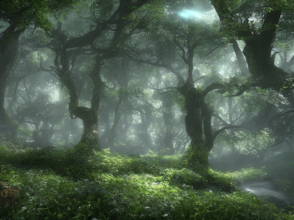 Enchanted and magic forest, with Vray