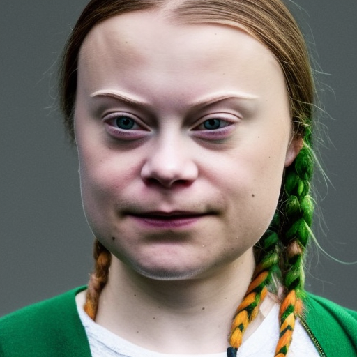 Greta Thunberg with Green hair, Septum piercing and neck tattoos 