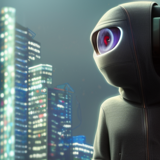 pltn style, Portrait, Anthromorphic tiny cute Cyberpunk hacker of ape, cyborg city, photo realistic with pixar style, face with unreal engine style, hood, Jean-baptiste monge, HDR, 8k, octane render, cute big circular reflective eyes, Pixar render, unreal engine cinematic smooth, intricate detail, pltn style, cute big circular reflective eyes, Pixar render, unreal engine cinematic smooth, intricate detail