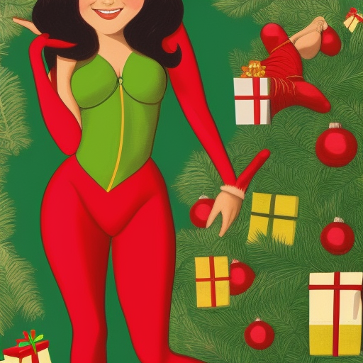 hyperdetailed full length illustration by disney of megan markle dressed as a sexy christmas elf in a bikni