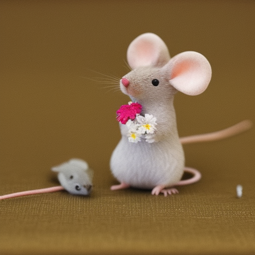 a mouse with little flowers on its head 