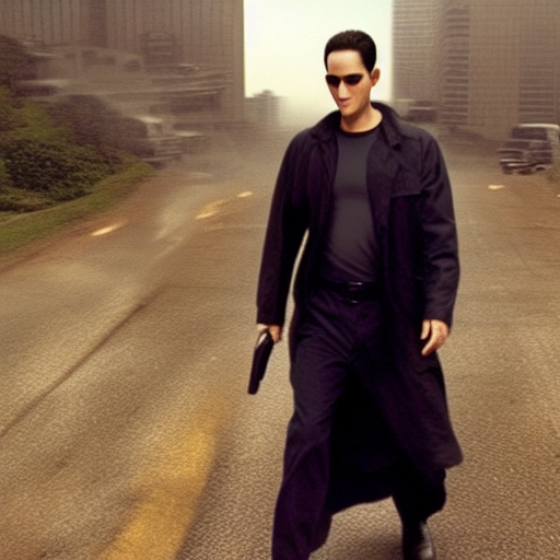 Realistic movie still of Tom Hanks in the Matrix