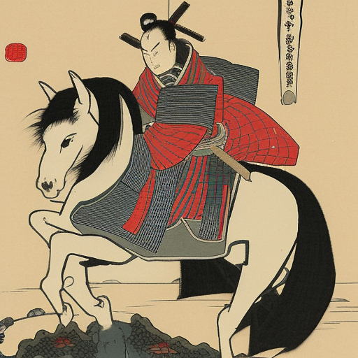 Amalgamation of Knight and Samurai Ukiyo-e Japanese woodblock