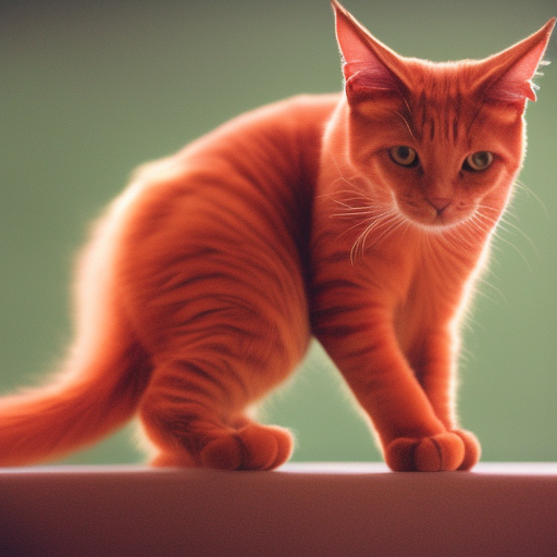 An award-winning photo of a red cat, 4K, Cinestill 800, Noctilux 50mm