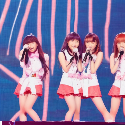 little idol japanese girl group kissing in live concert 