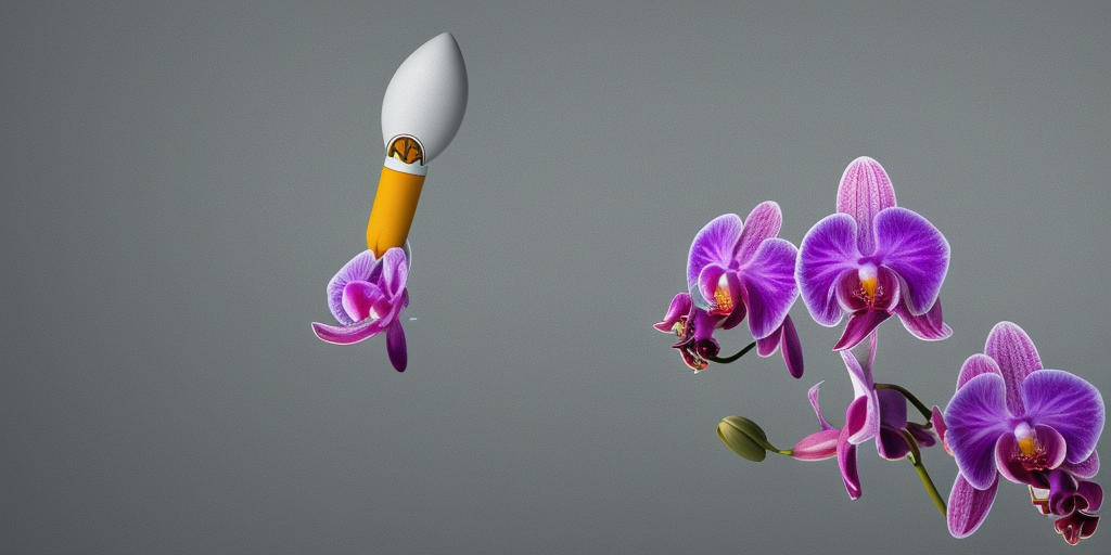 a artstation of a rocket flies through an orchid