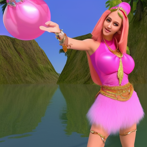Realistic, high-quality, detailed, 8k, photorealistic, attractive, gorgeous, beautiful, feminine, female genie wearing extremely revealing pink genie outfit with red vest and pink hairband  summoned out of magic bottle on a deserted Island and is ready to grant your every wish