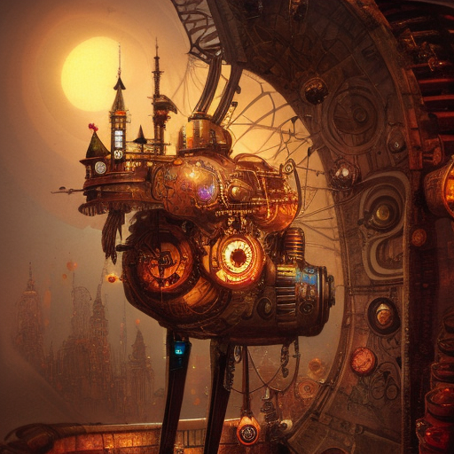 psychedelic steampunk art, epic, 4k, concept art, detailed