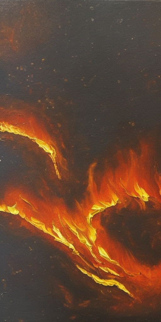 a oil painting of a burning earth
